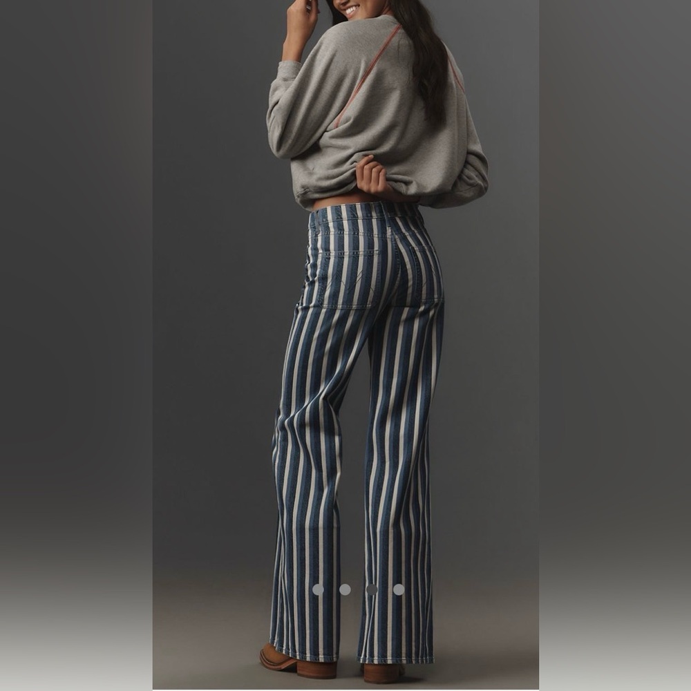 MOTHER Denim Patch Pocket Twister Sneak Blue and White Striped HighRise Jeans 26 - Picture 14 of 14